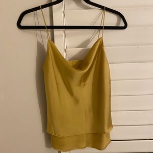 Yellow gold silk drape neck top
